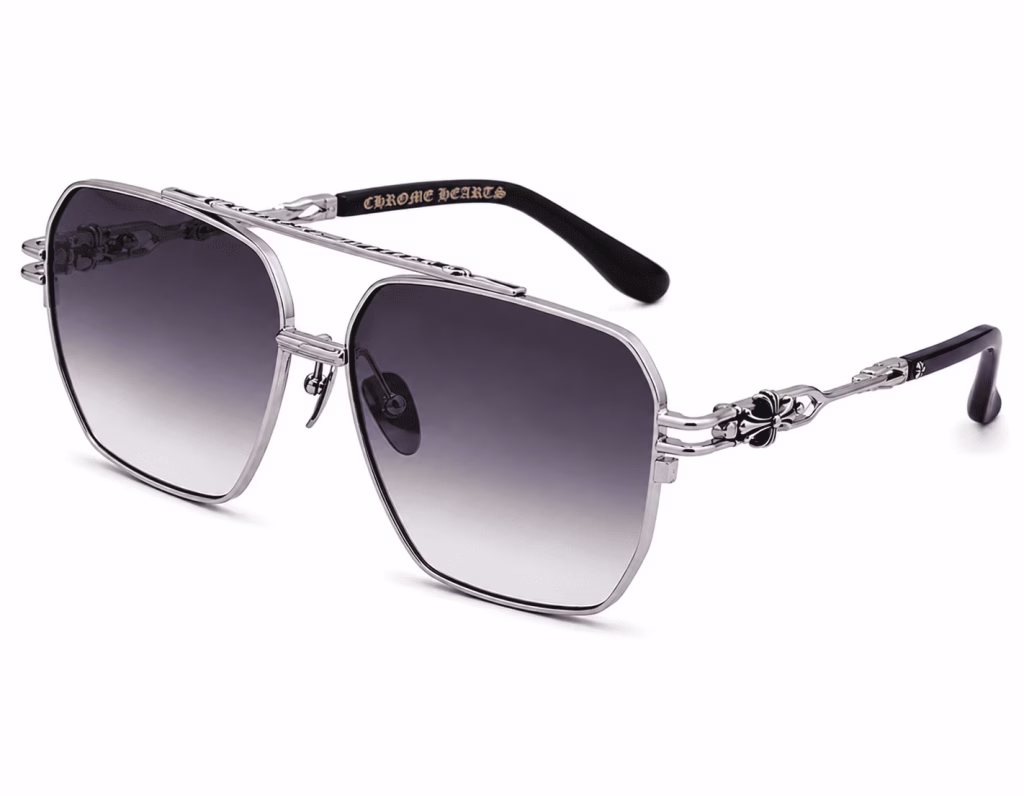 Chrome Hearts Silver Hexagon Grey Gradient Sunglasses Chrome Hearts Silver Hexagon Grey Gradient Sunglasses